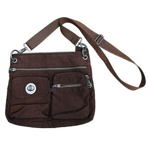 Baggallini Sydney Brown Bag Water-Resistant Organizer Adjust Nylon Crossbsg